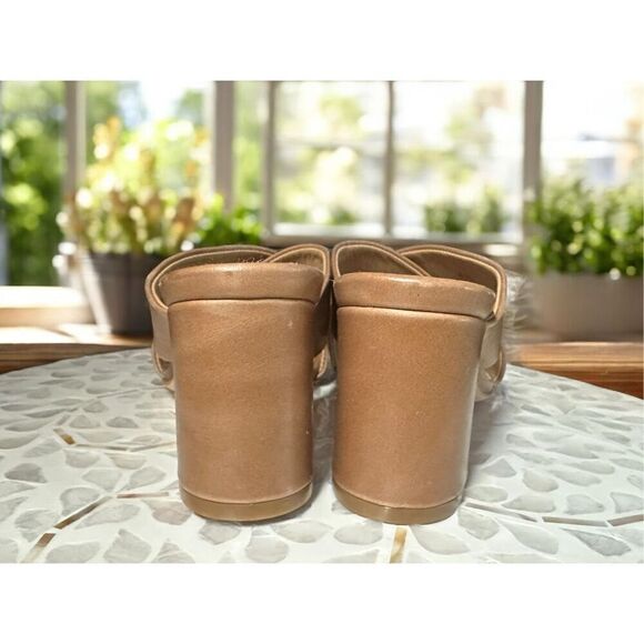 NISOLO Carina Leather Cross Strap Heeled Slip On Sandal Mule Womens 7.5 - Picture 10 of 16